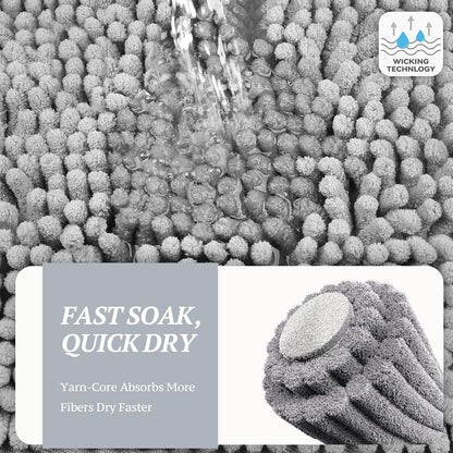 Dog Door Mat Absorpmax Dog Rug for Muddy Paw, Mat for Muddy Paw Door Indoor Floor Entryway, Waterproof Washable & Water Absorbent Dirt Trapper, 31" × 20", Grey