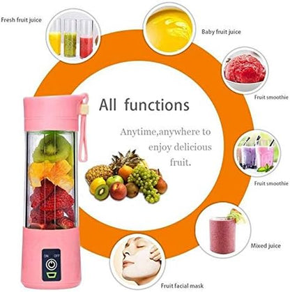 Electric Portable Juicer Blender Cup, Household Fruit Mixer with Six Blades in 3D, 380Ml USB Rechargeable Juice Blender Magnetic Secure Switch Electric Fruit Mixer (Light Blue)