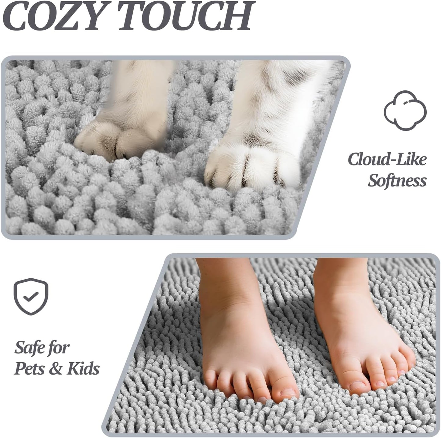 Dog Door Mat Absorpmax Dog Rug for Muddy Paw, Mat for Muddy Paw Door Indoor Floor Entryway, Waterproof Washable & Water Absorbent Dirt Trapper, 31" × 20", Grey