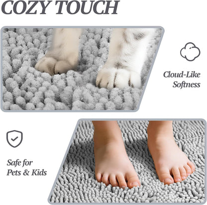 Dog Door Mat Absorpmax Dog Rug for Muddy Paw, Mat for Muddy Paw Door Indoor Floor Entryway, Waterproof Washable & Water Absorbent Dirt Trapper, 31" × 20", Grey